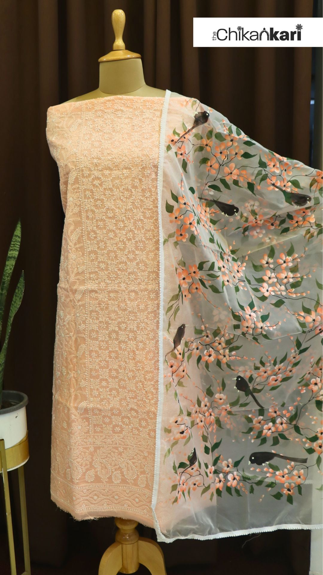 Chikankari Suit with Hand Painted Dupatta