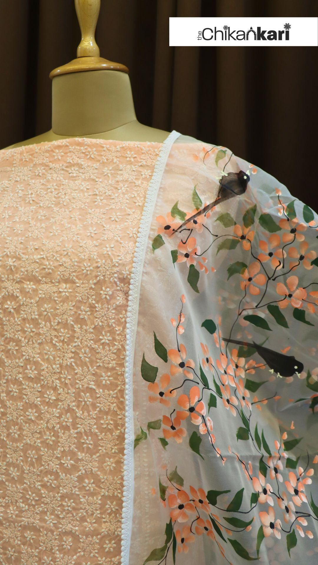 Chikankari Suit with Hand Painted Dupatta