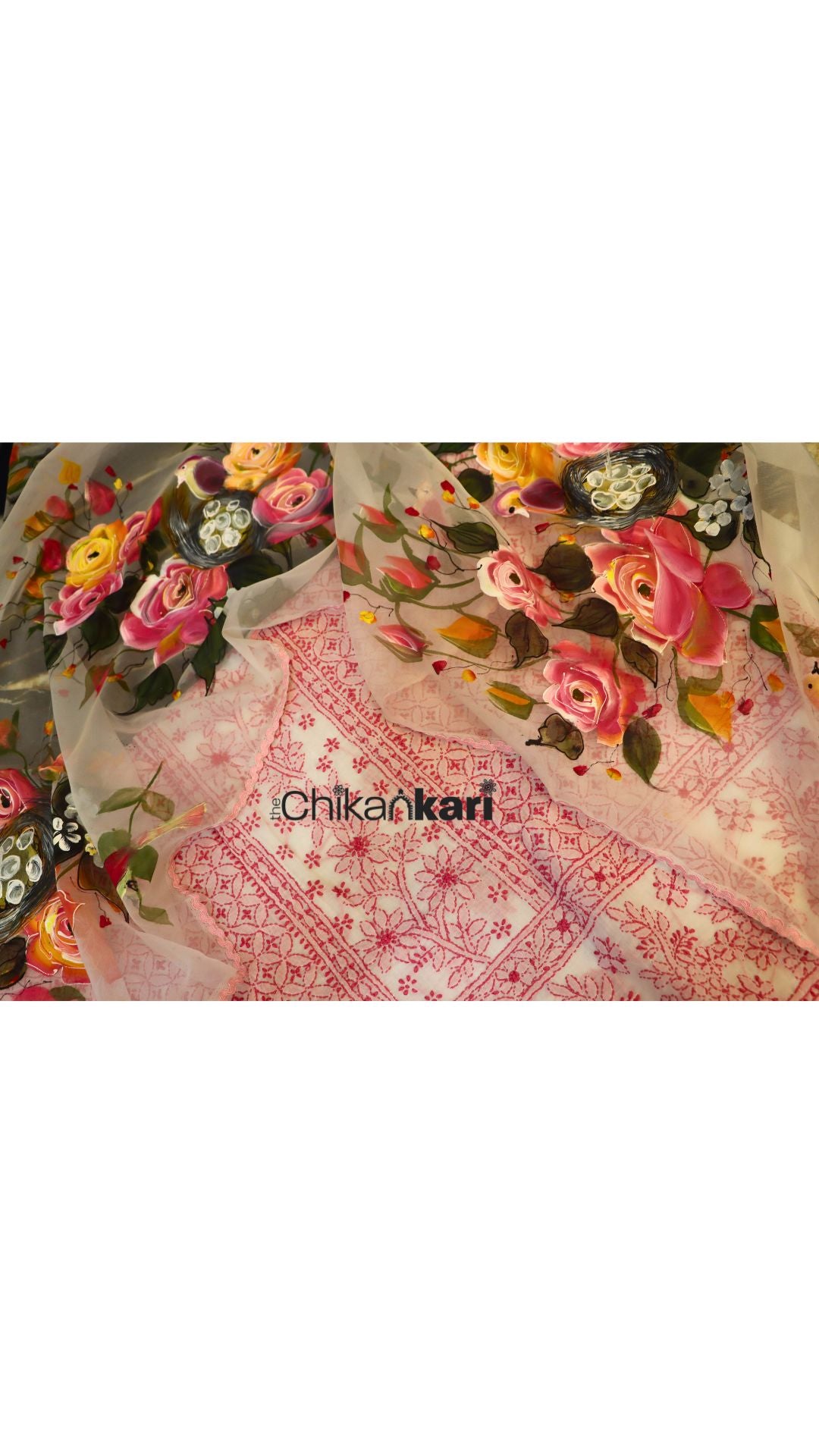 Chikankari Suit with Hand Painted Dupatta