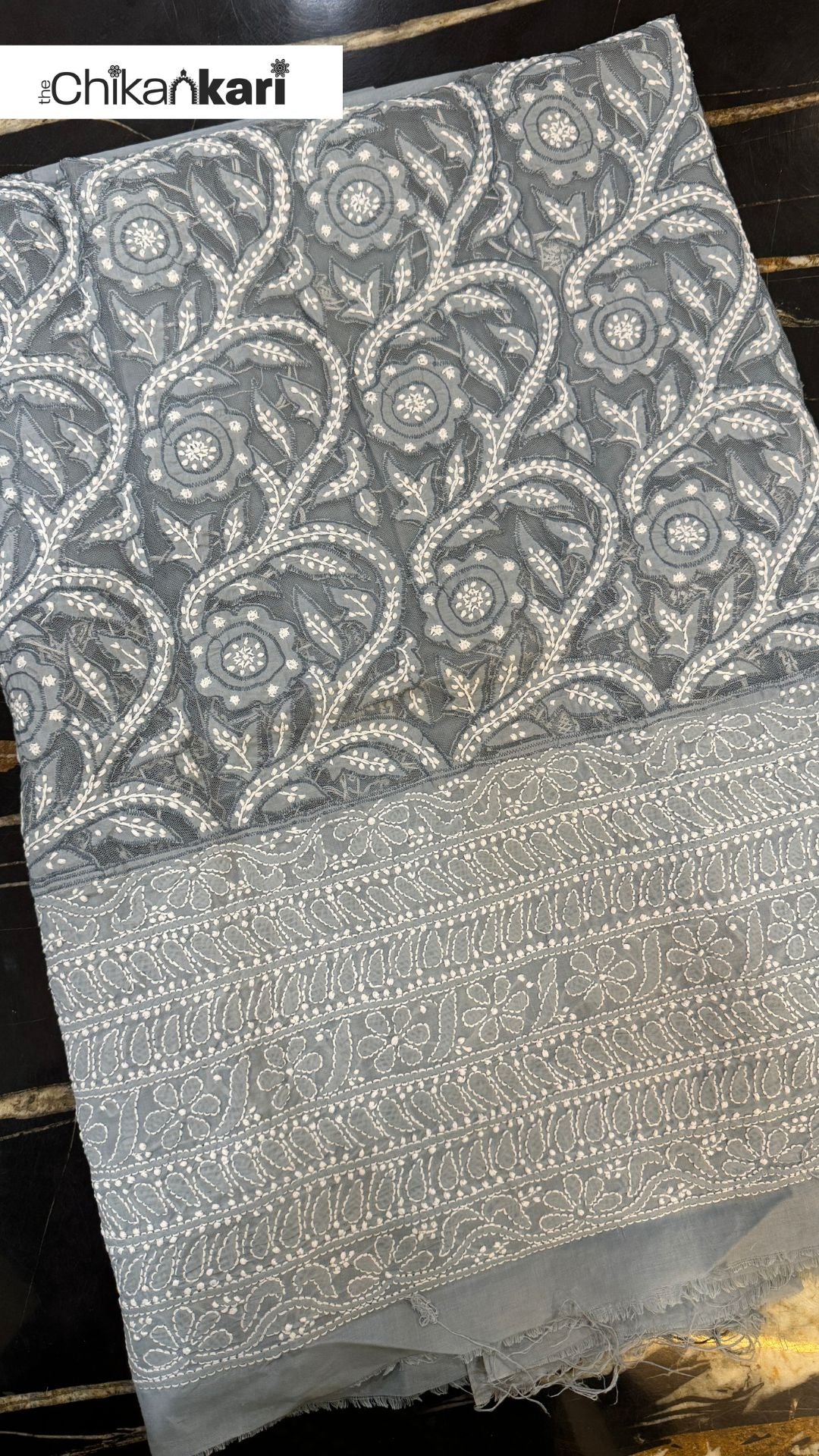Chikankari Net Applique Kurta