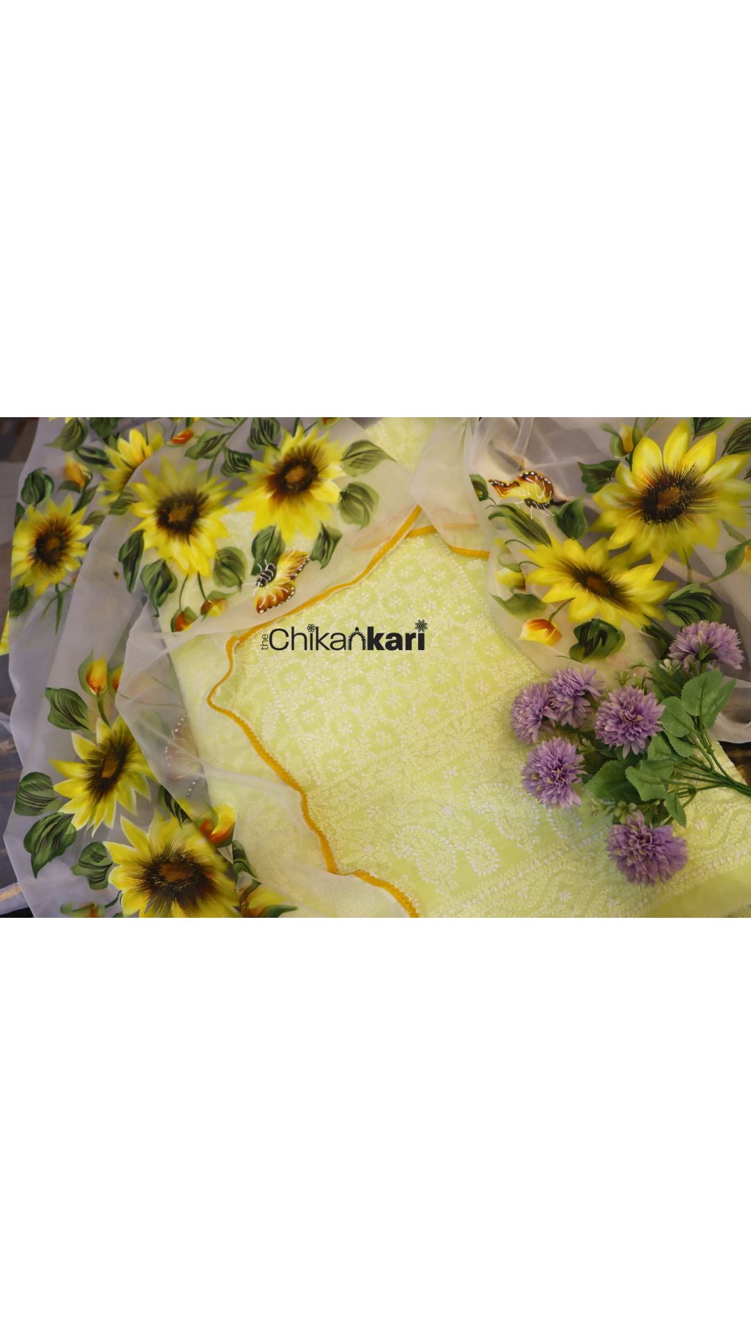 Chikankari Suit with Hand Painted Dupatta