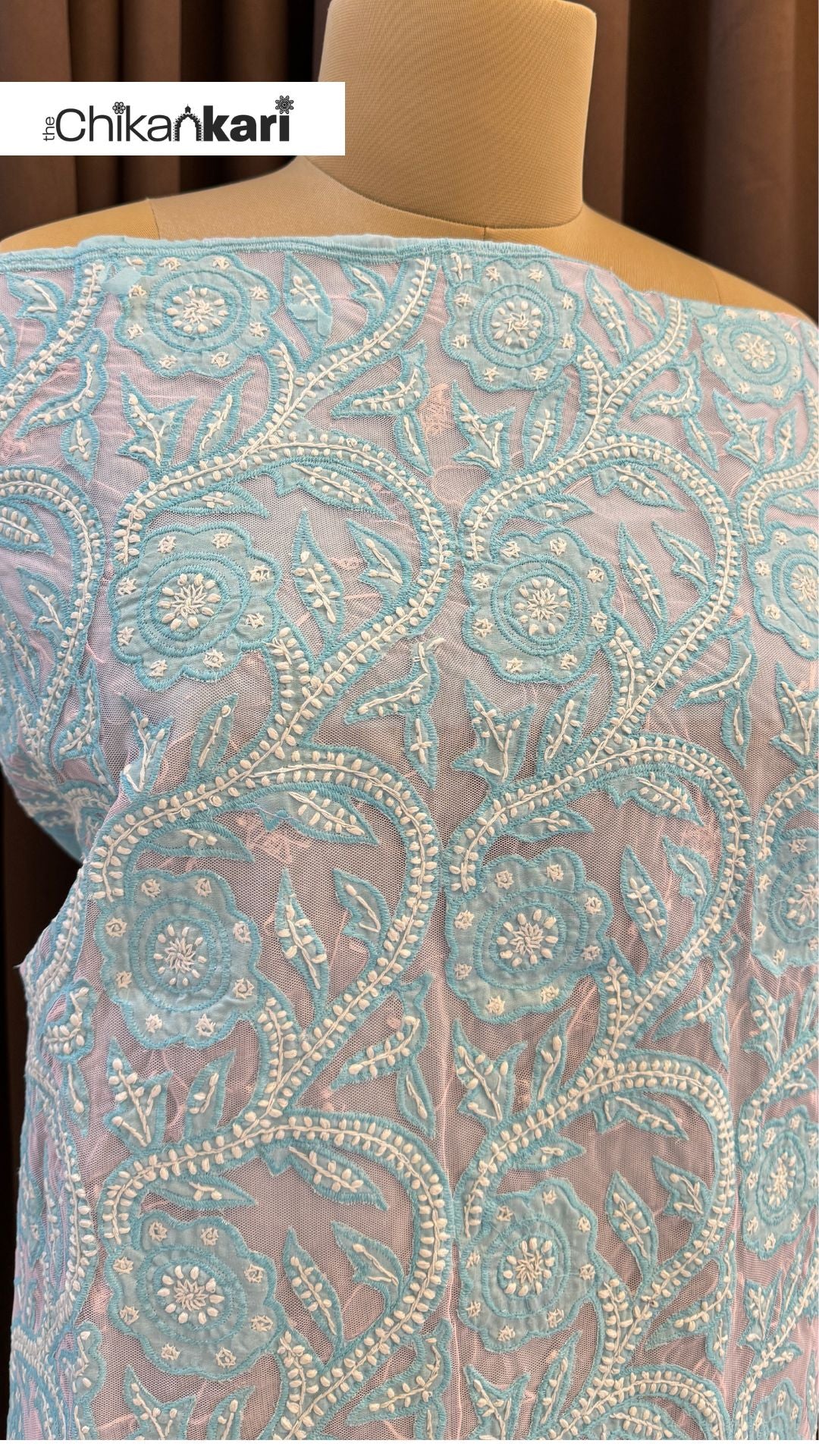 Chikankari Net Applique Kurta