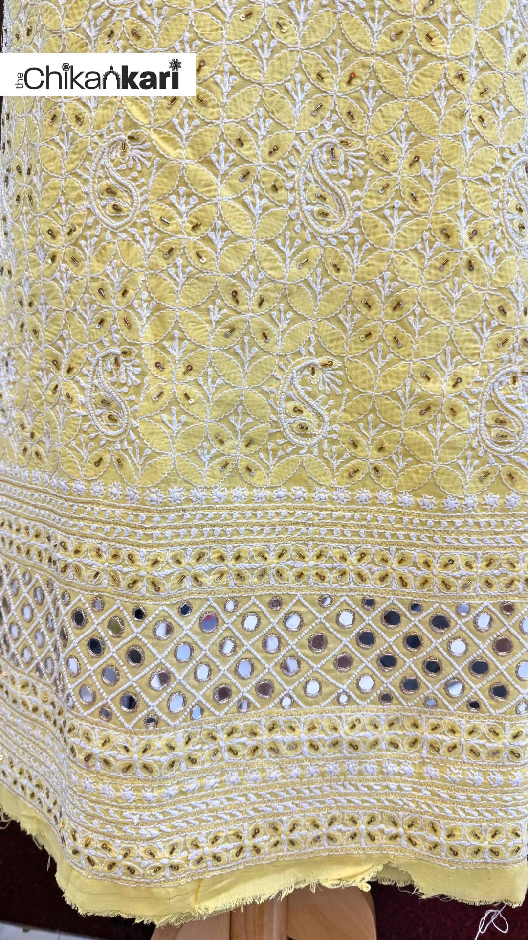 Pearl & Mirror Cotton Chikan Kurta