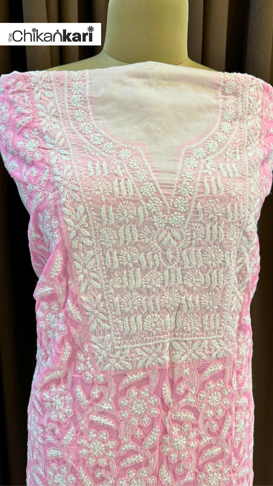 Chikankari Net Applique Kurta