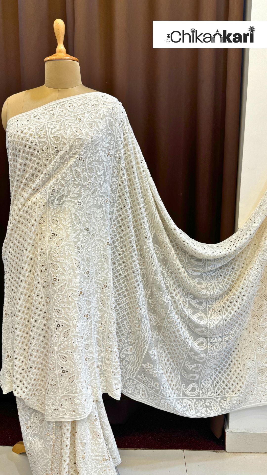 Chikankari Pure Georgette Sari