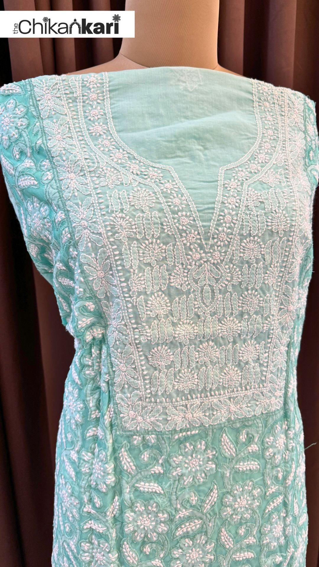 Chikankari Net Applique Kurta