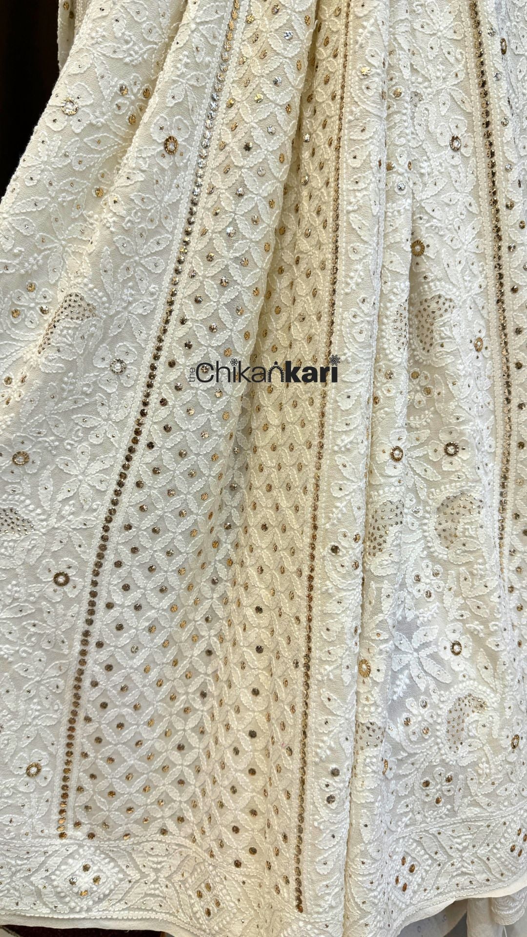 Chikankari Pure Georgette Sari with Mukaish