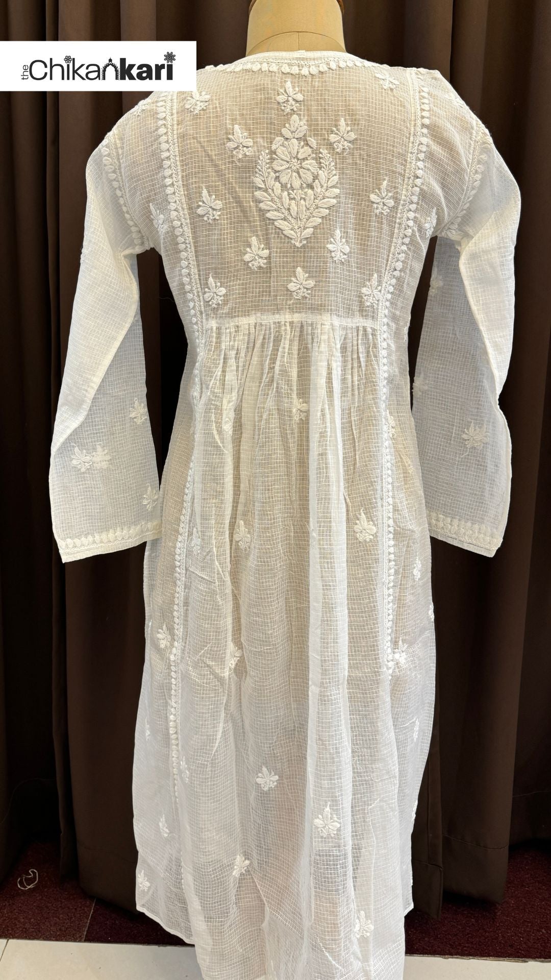 Chikankari Kota Doria Angarkha Gown