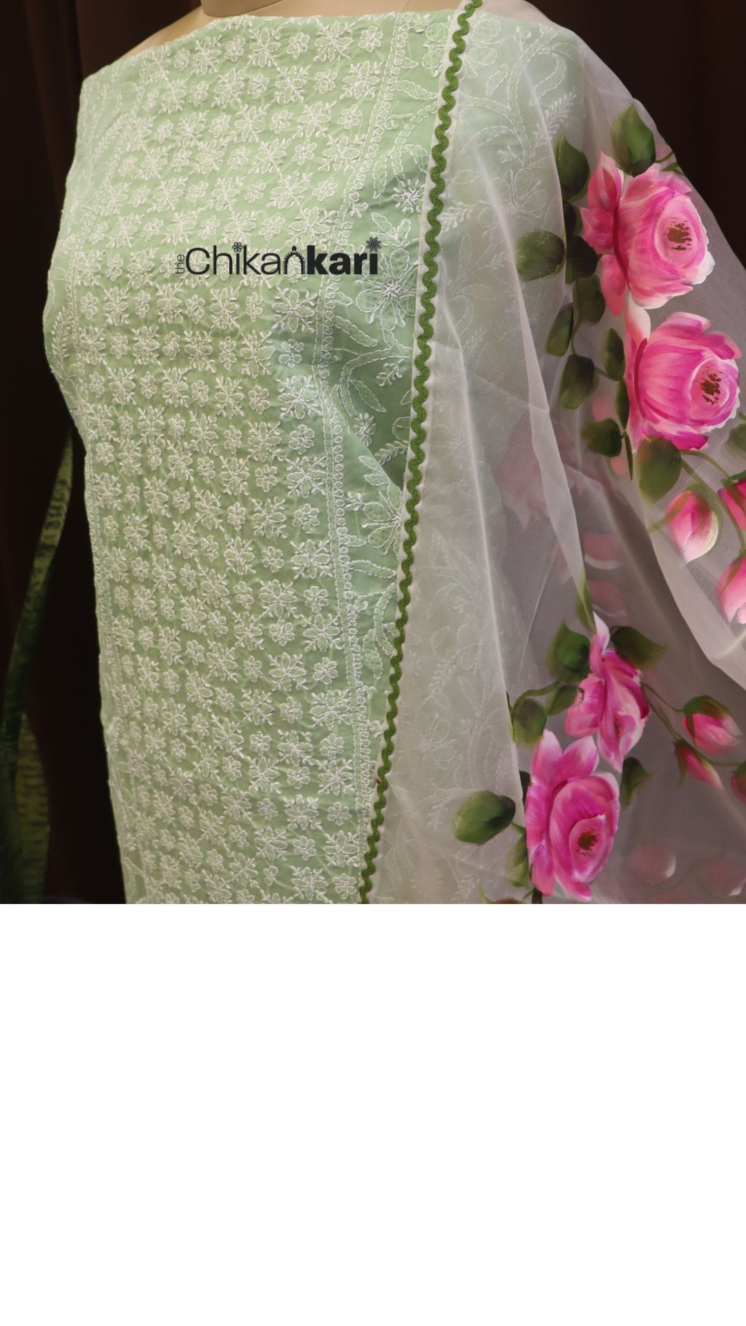 Chikankari Suit with Hand Painted Dupatta