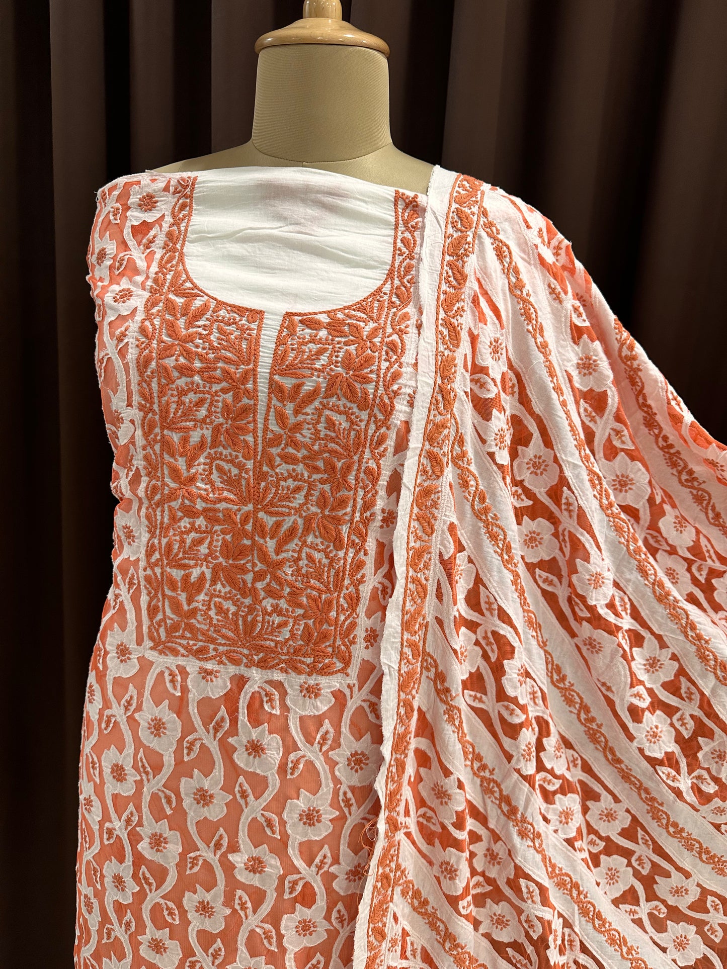 Pure Mulmul Net Applique Suit