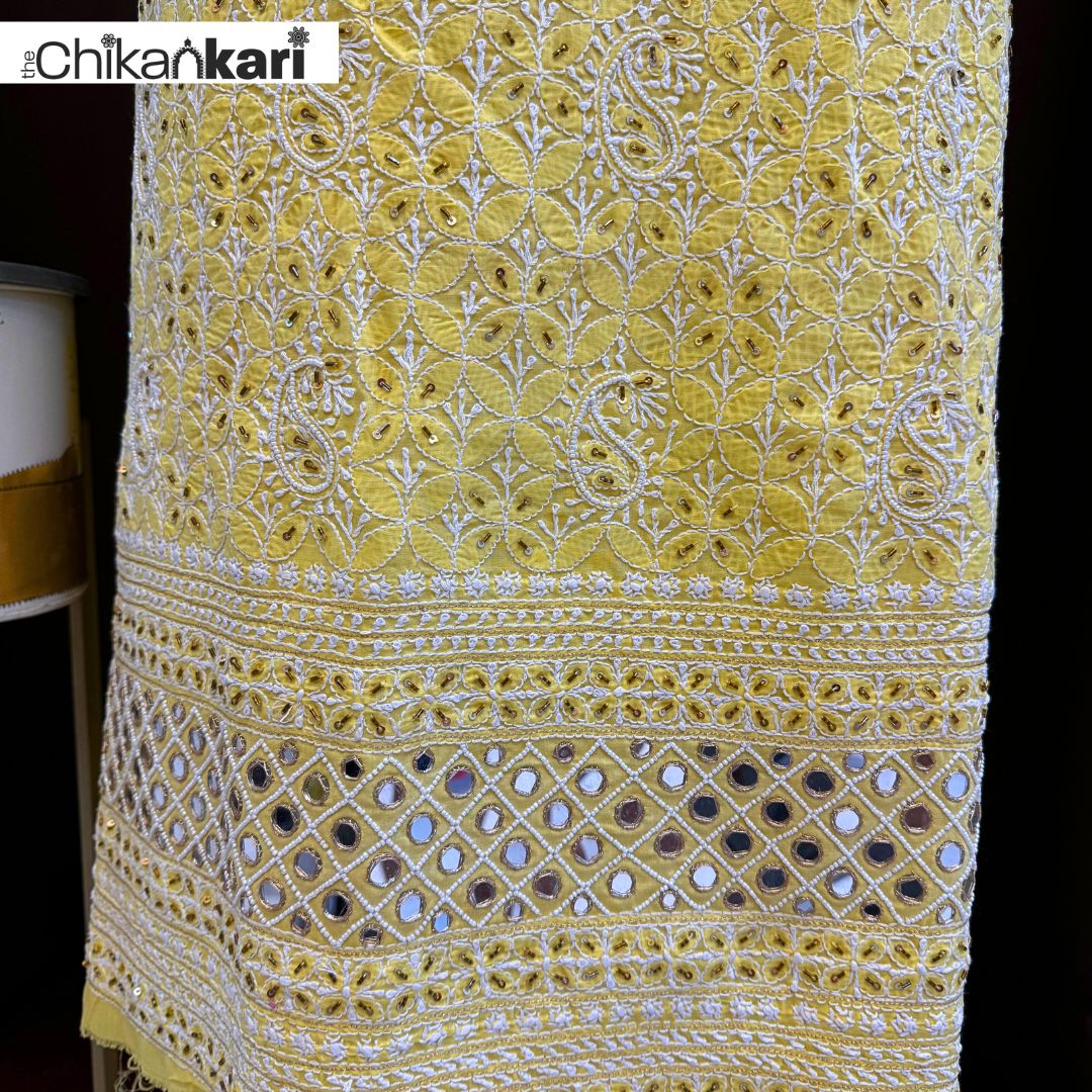 Pearl & Mirror Cotton Chikan Kurta