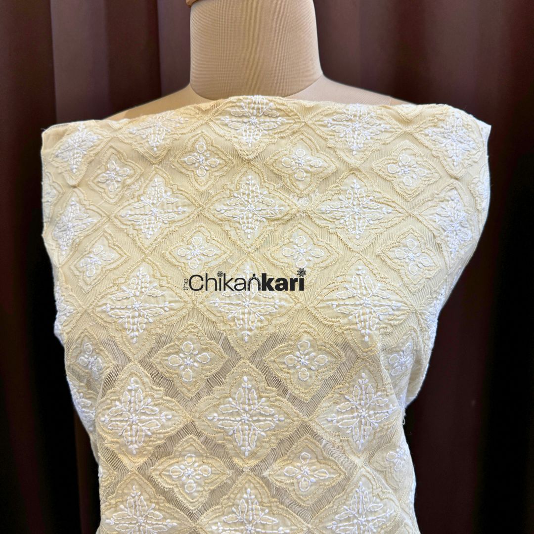 Net Applique Cotton Chikankari Kurta