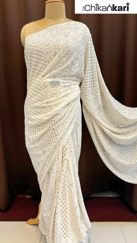 Chikankari Pure Georgette Sari