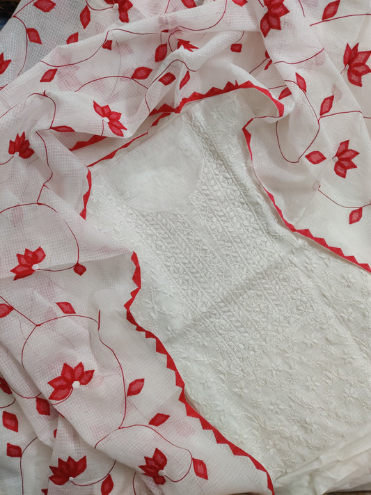 Chikankari kurta with Phool Patti Dupatta